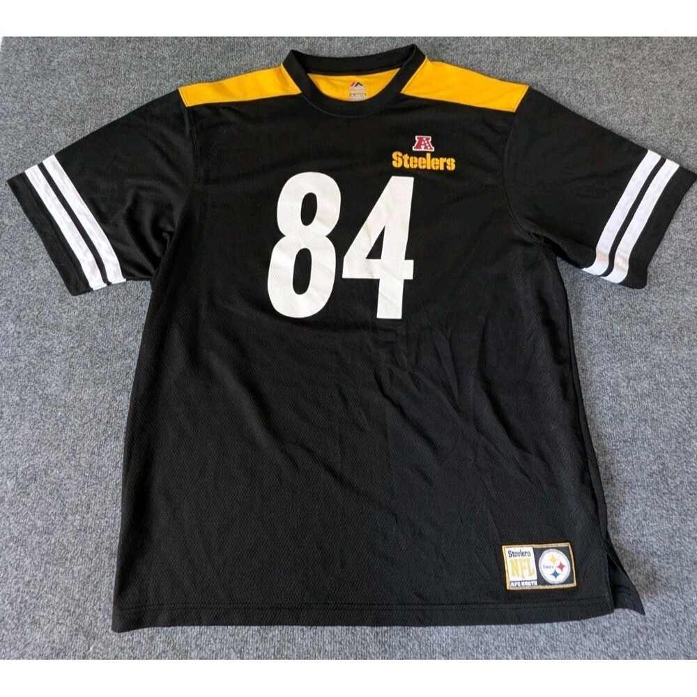 Majestic Pittsburgh Steelers #84 Antonio Brown Jersey Black Yellow AFC North 2XL